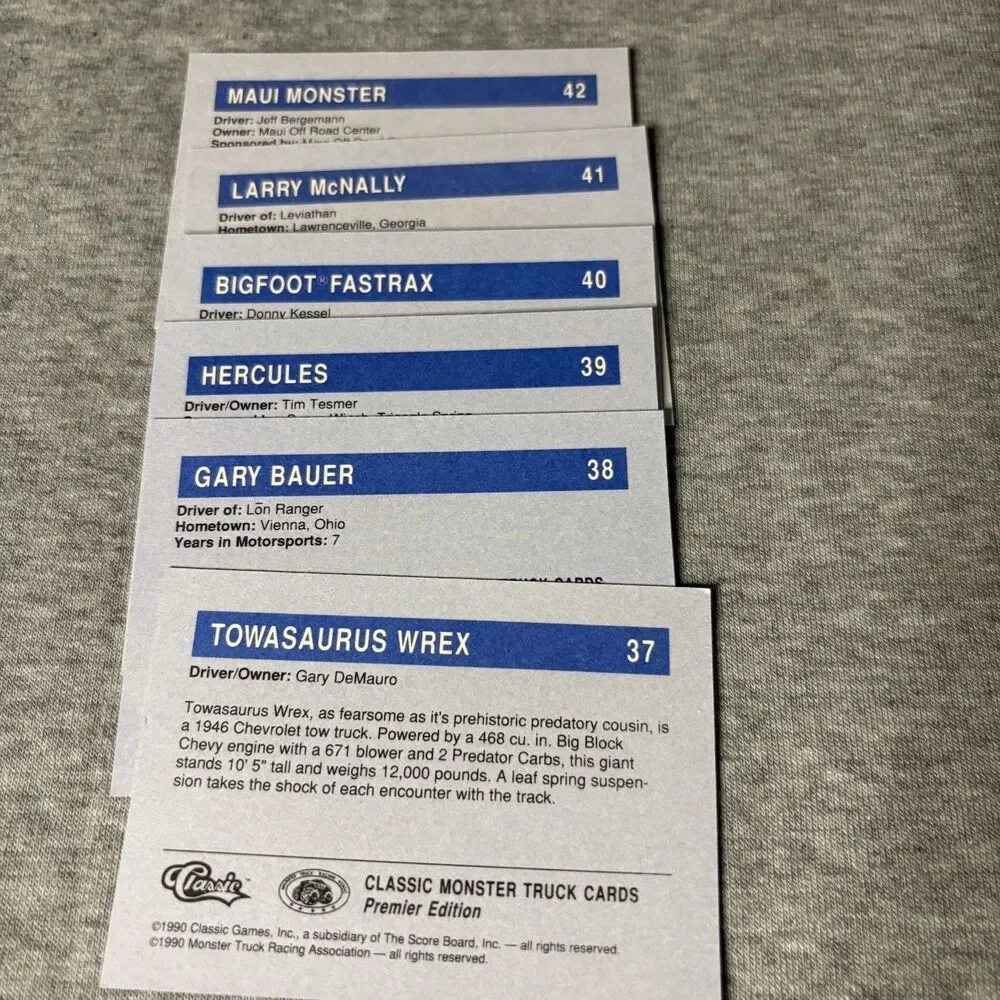 1990 Classic Monster Truck Cards Lot of 137 with Grave Digger Carolina Crusher‎